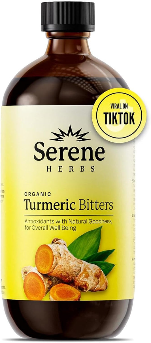 16 oz Serene Herbs Turmeric Bitters Herbal Blend with Ginger, Cayenne, and Black Pepper - 32 Servings