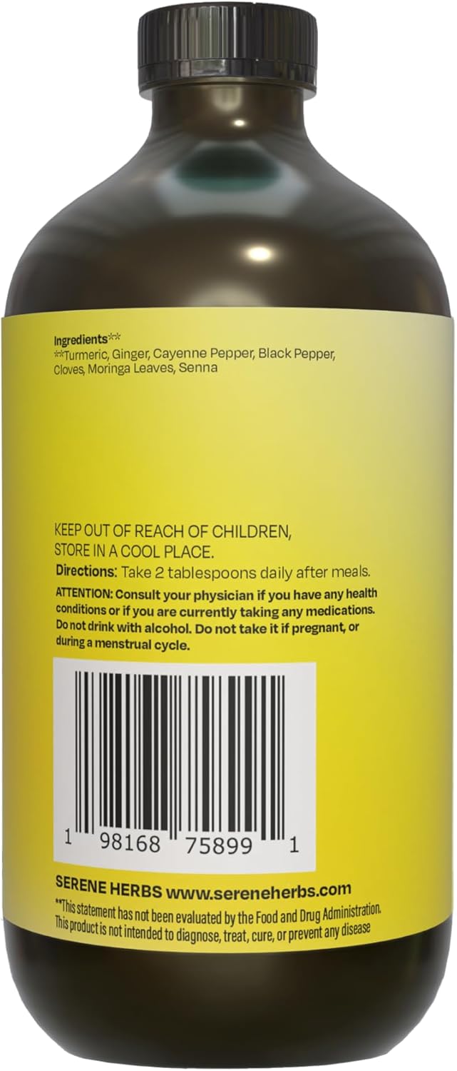 16 oz Serene Herbs Turmeric Bitters Herbal Blend with Ginger, Cayenne, and Black Pepper - 32 Servings