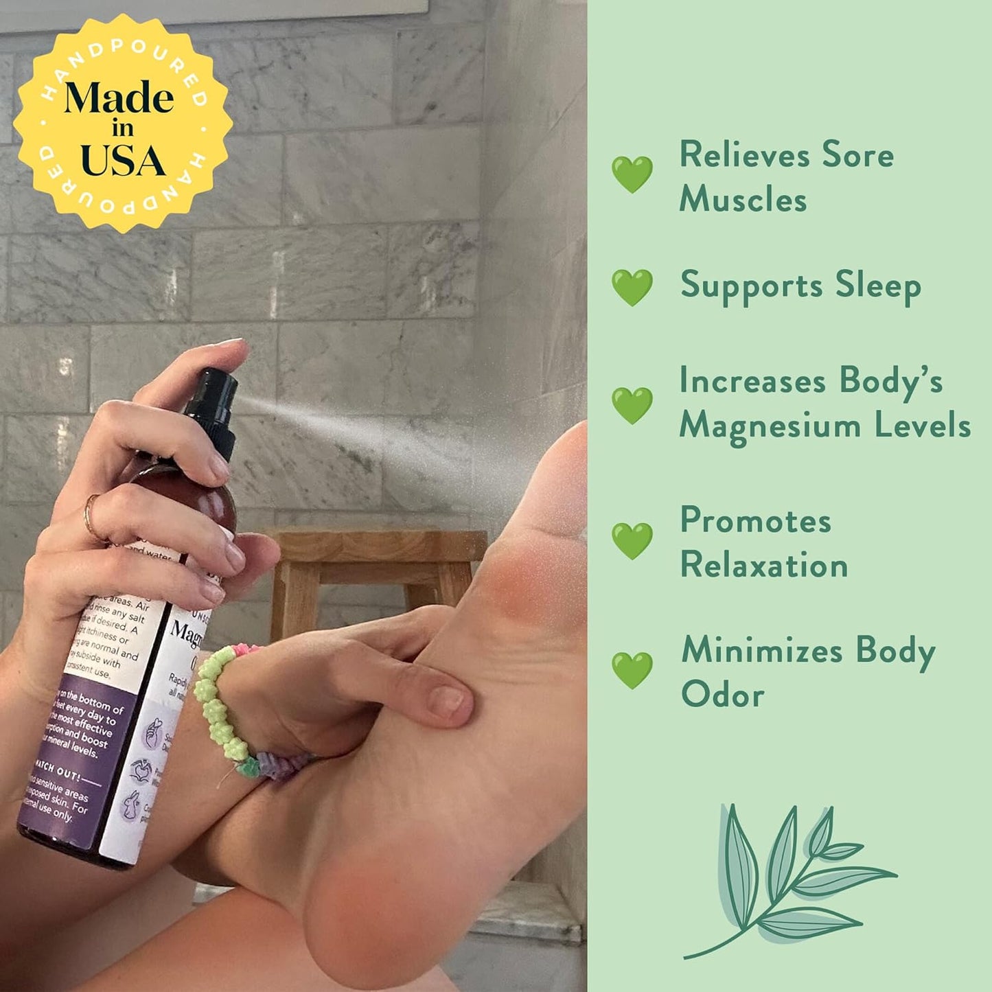16 oz Unscented Magnesium Oil Spray from The Dead Sea | Handpoured in Madison, WI | Rapid Absorption for Sleep & Muscle Relief