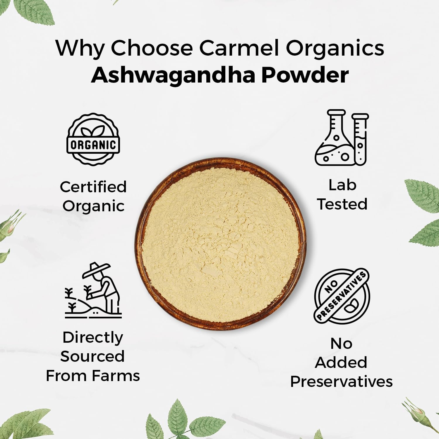 16 Oz USDA Certified Organic Ashwagandha Root Powder from India | Lab Tested, Non GMO, Gluten Free | Eco Friendly Packaging