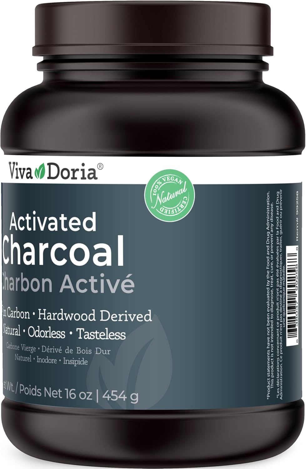 16 Oz Viva Doria Hardwood Derived Virgin Activated Charcoal Powder - Food Grade