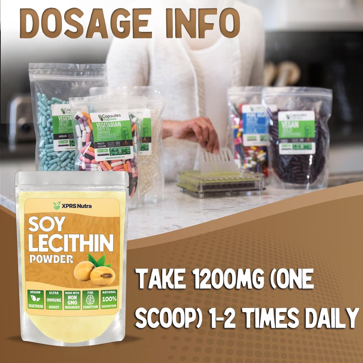 16 oz XPRS Nutra Food Grade Soy Lecithin Powder - Vegan-Friendly Fat Emulsifier for Cooking & Baking