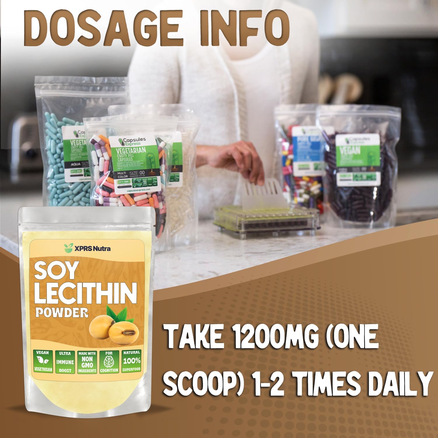 16 oz XPRS Nutra Food Grade Soy Lecithin Powder - Vegan-Friendly Fat Emulsifier for Cooking & Baking