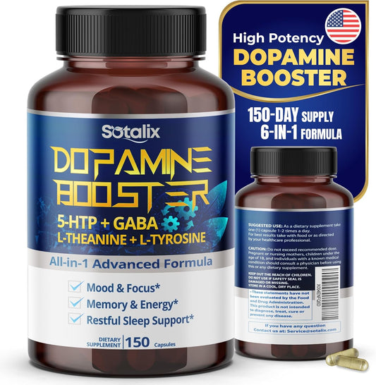 16,450mg SOTALIX Mood & Focus Supplement with 5-HTP, GABA, L-Theanine, L-Tyrosine - Memory, Energy, Sleep Support - USA Made (150-day Supply)