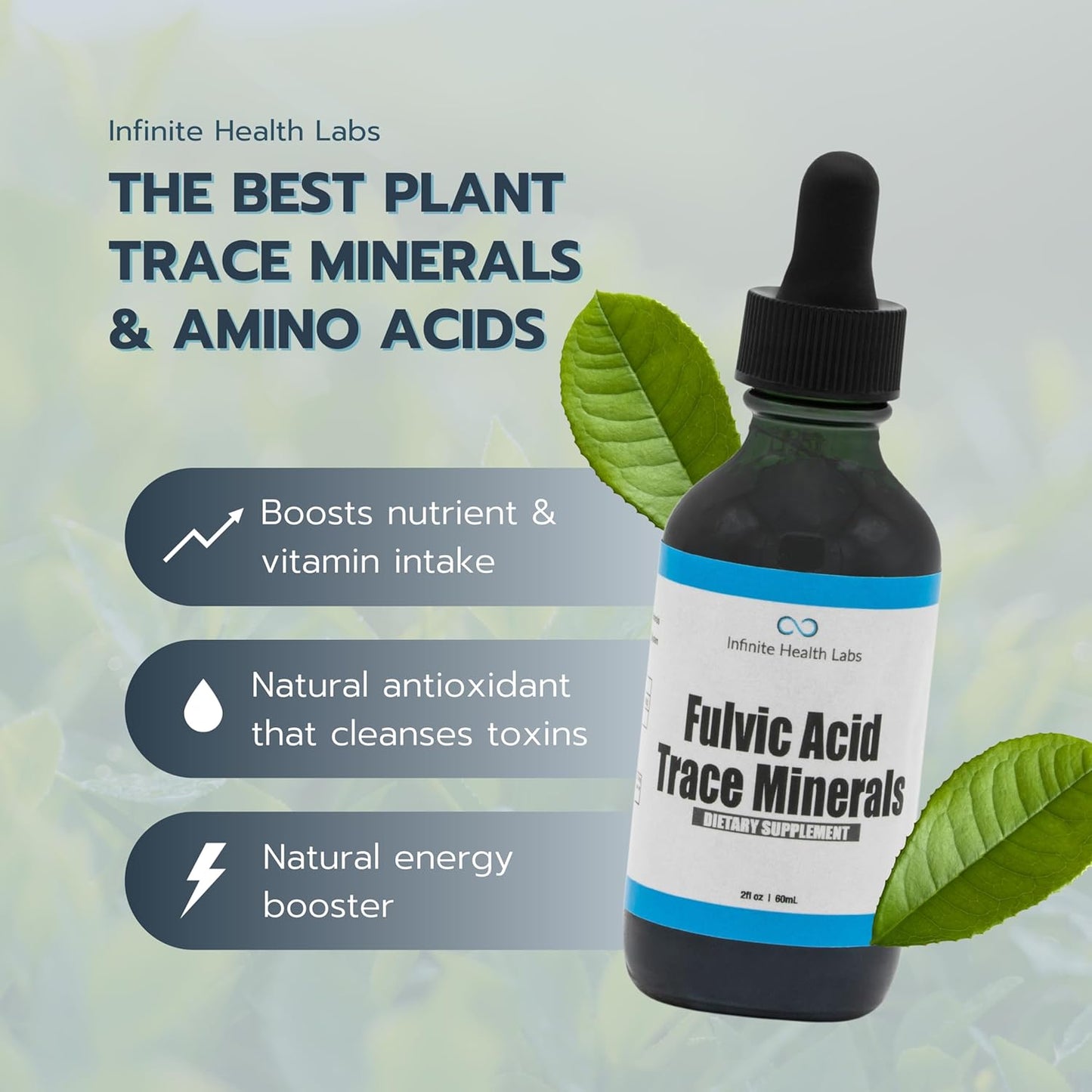 169 Servings of Infinite Health Labs Fulvic Acid Trace Minerals Supplement for Bioavailable Humic Acid Multimineral Electrolyte Support