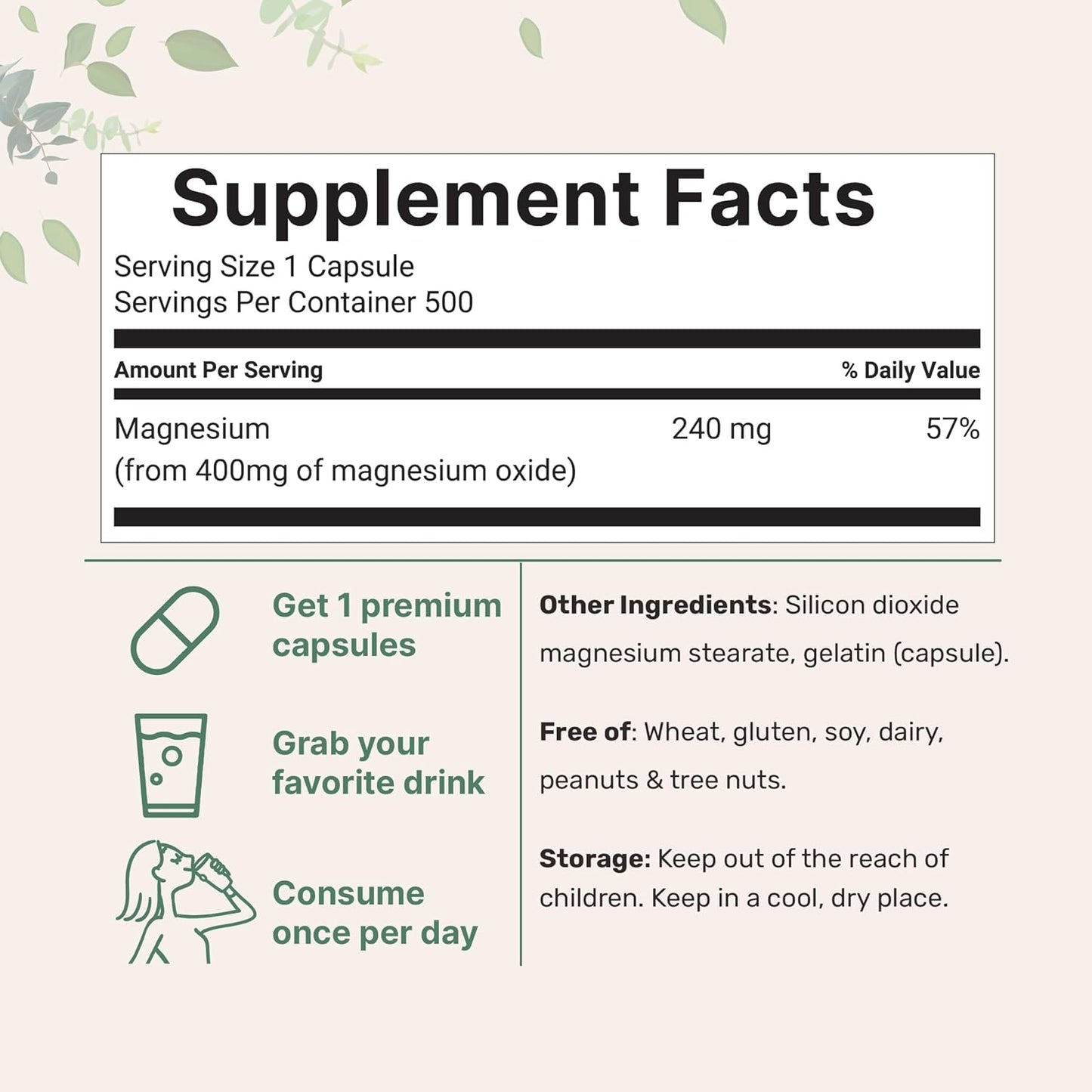 16oz Multi Collagen Protein Powder & 400mg Magnesium Oxide Bundle Pack | Grass-Fed Peptides | Max Concentration Formula