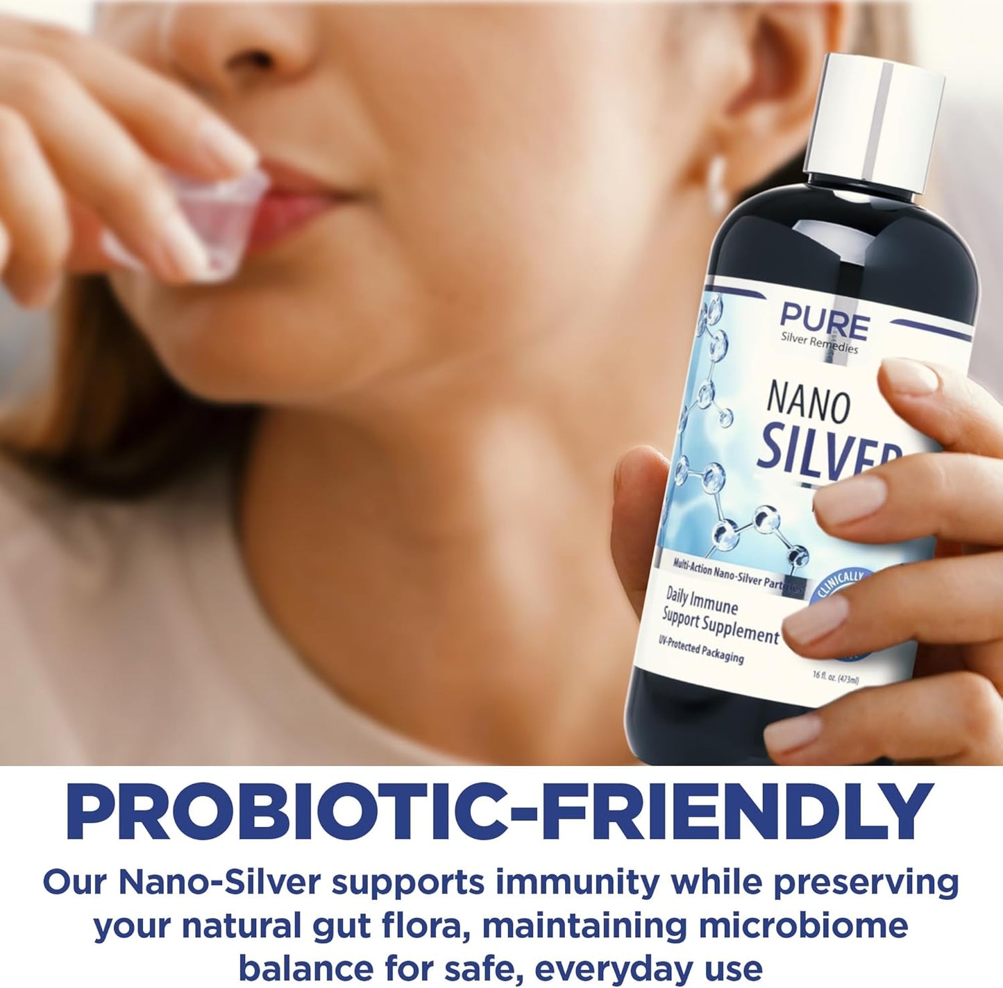 16oz Nano Silver Spray Refill | 10 PPM Immune Support Supplement | Colloidal Silver Spray | Probiotic-Friendly Formula