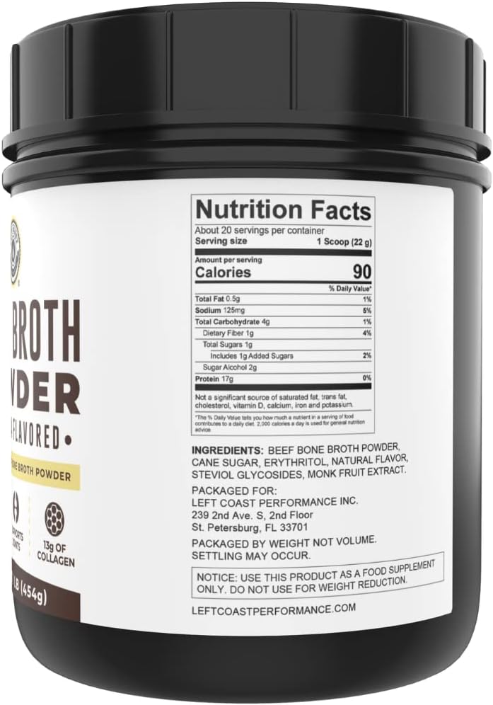 16oz Vanilla and Chocolate Bone Broth Protein Powder Bundle by Left Coast Performance