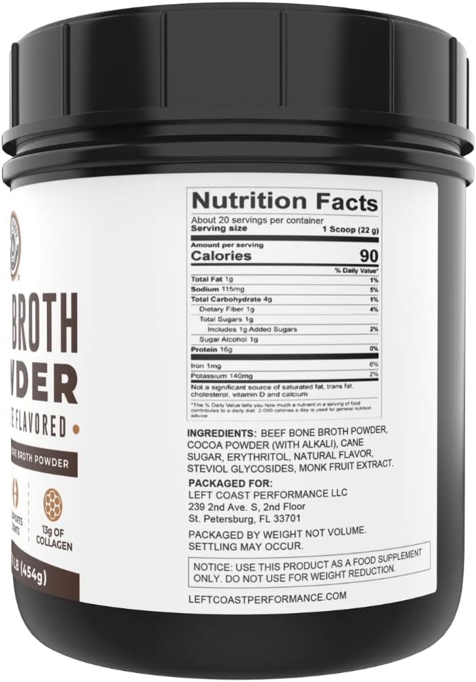 16oz Vanilla and Chocolate Bone Broth Protein Powder Bundle by Left Coast Performance