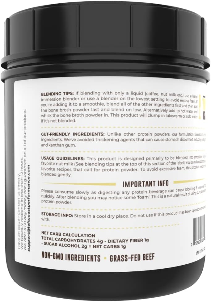 16oz Vanilla and Chocolate Bone Broth Protein Powder Bundle by Left Coast Performance