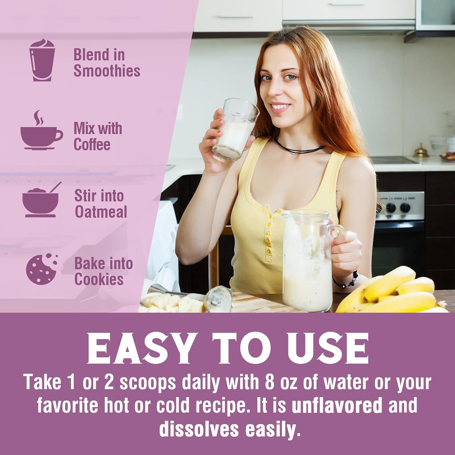 16oz Vitalibre Multi Collagen Peptides and Bovine Collagen Powder Blend