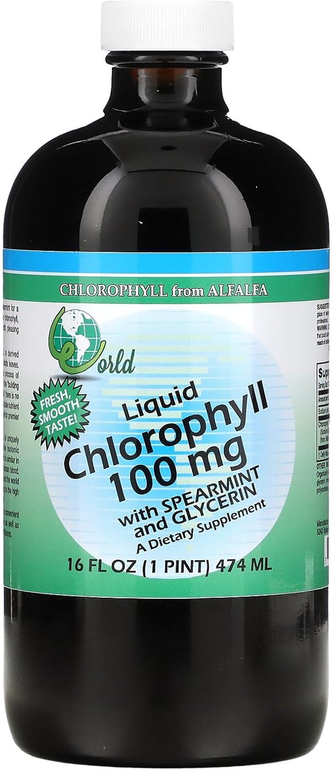 16oz World Organics Liquid Chlorophyll with Spearmint - Natural Detox and Alkalizing Formula