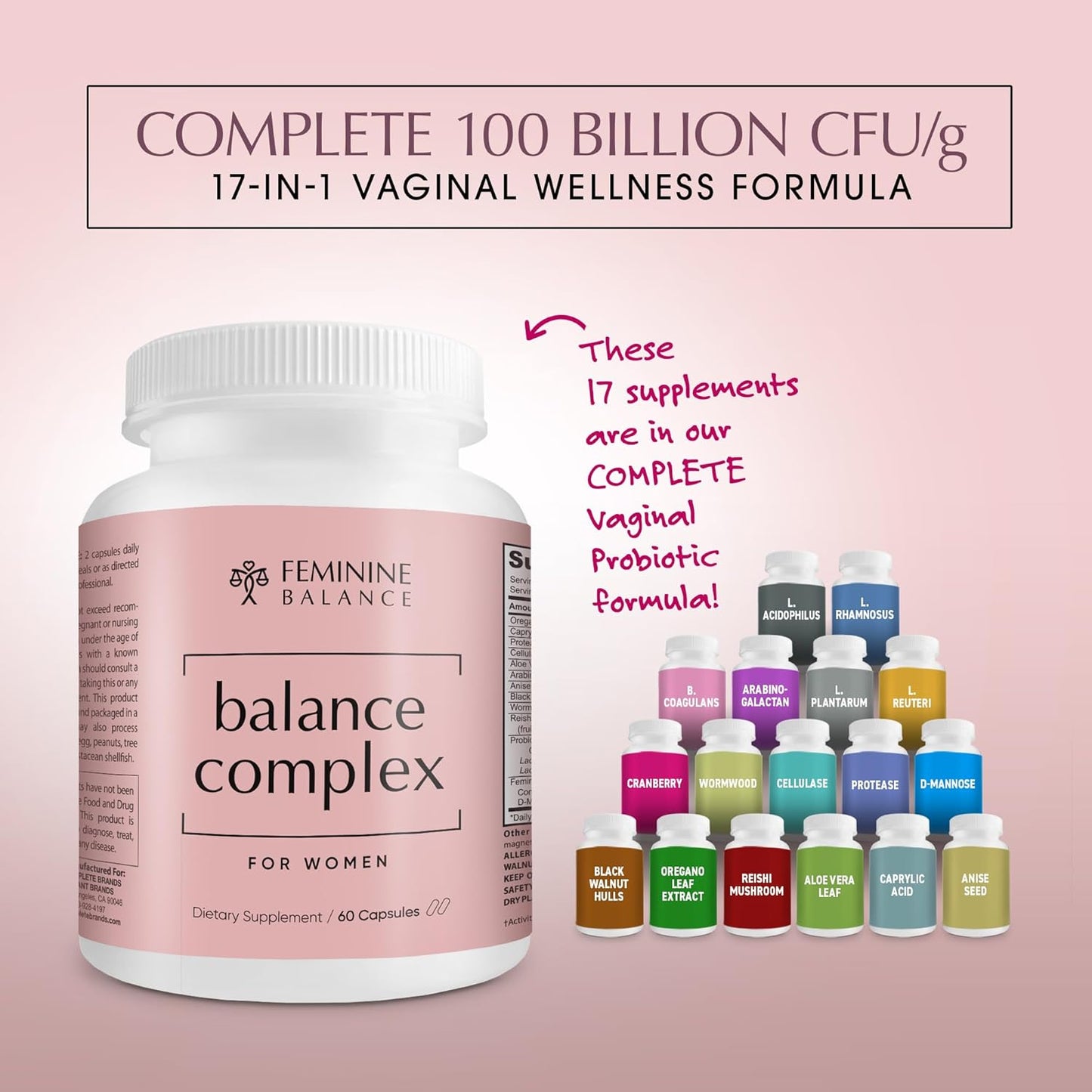 17-in-1 Vaginal Health Probiotic Capsules with Cranberry & D-Mannose - 100 Billion CFU for Women - Promote Urinary Tract Health & pH Balance - BoostGo Australia