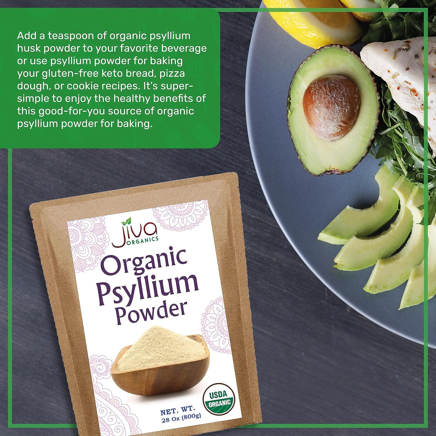 1.75 LB Bulk Bag of Jiva Organics Psyllium Husk Powder - Non-GMO, Keto Friendly, Fine Ground Fiber for Easy Mixing