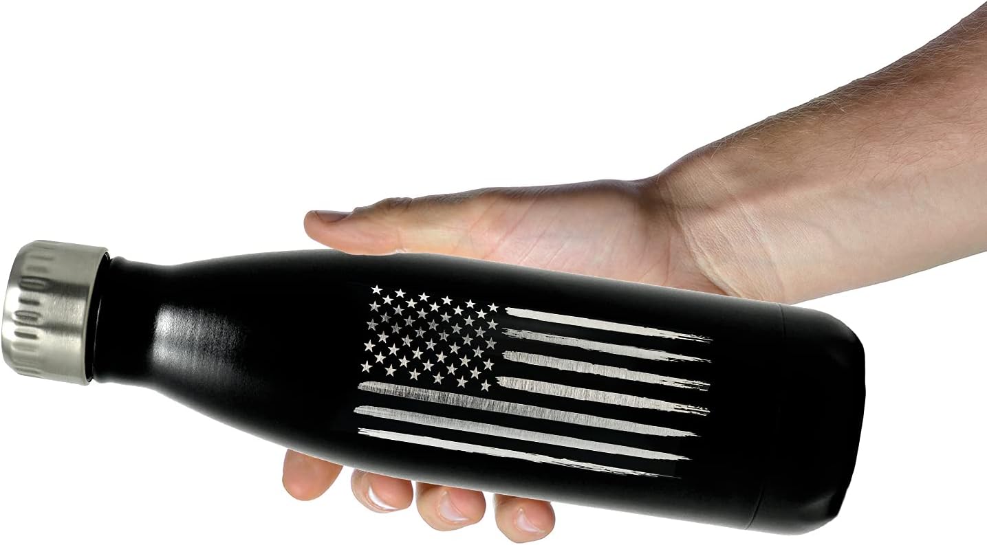 17oz American Flag Stainless Steel Water Bottle - Ideal for Gym, Hiking, Camping & Cycling - Double Wall Insulated