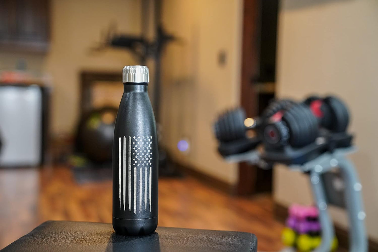 17oz American Flag Stainless Steel Water Bottle - Ideal for Gym, Hiking, Camping & Cycling - Double Wall Insulated