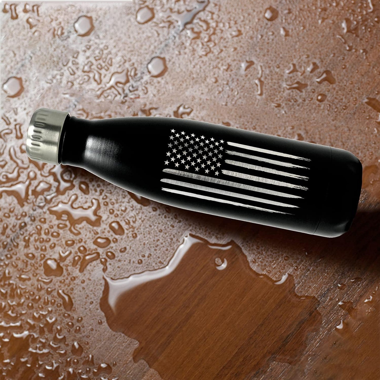 17oz American Flag Stainless Steel Water Bottle - Ideal for Gym, Hiking, Camping & Cycling - Double Wall Insulated