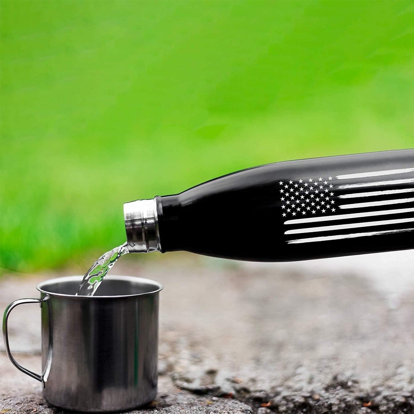 17oz American Flag Stainless Steel Water Bottle - Ideal for Gym, Hiking, Camping & Cycling - Double Wall Insulated