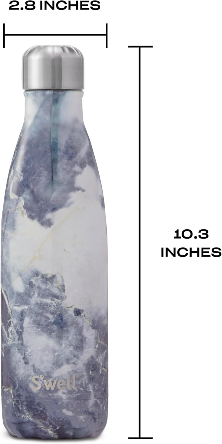17oz S'well Stainless Steel Water Bottle in Blue Granite - Triple Insulated, BPA Free, Keeps Drinks Cold 36 Hours, Hot 18 - On the Go Friendly