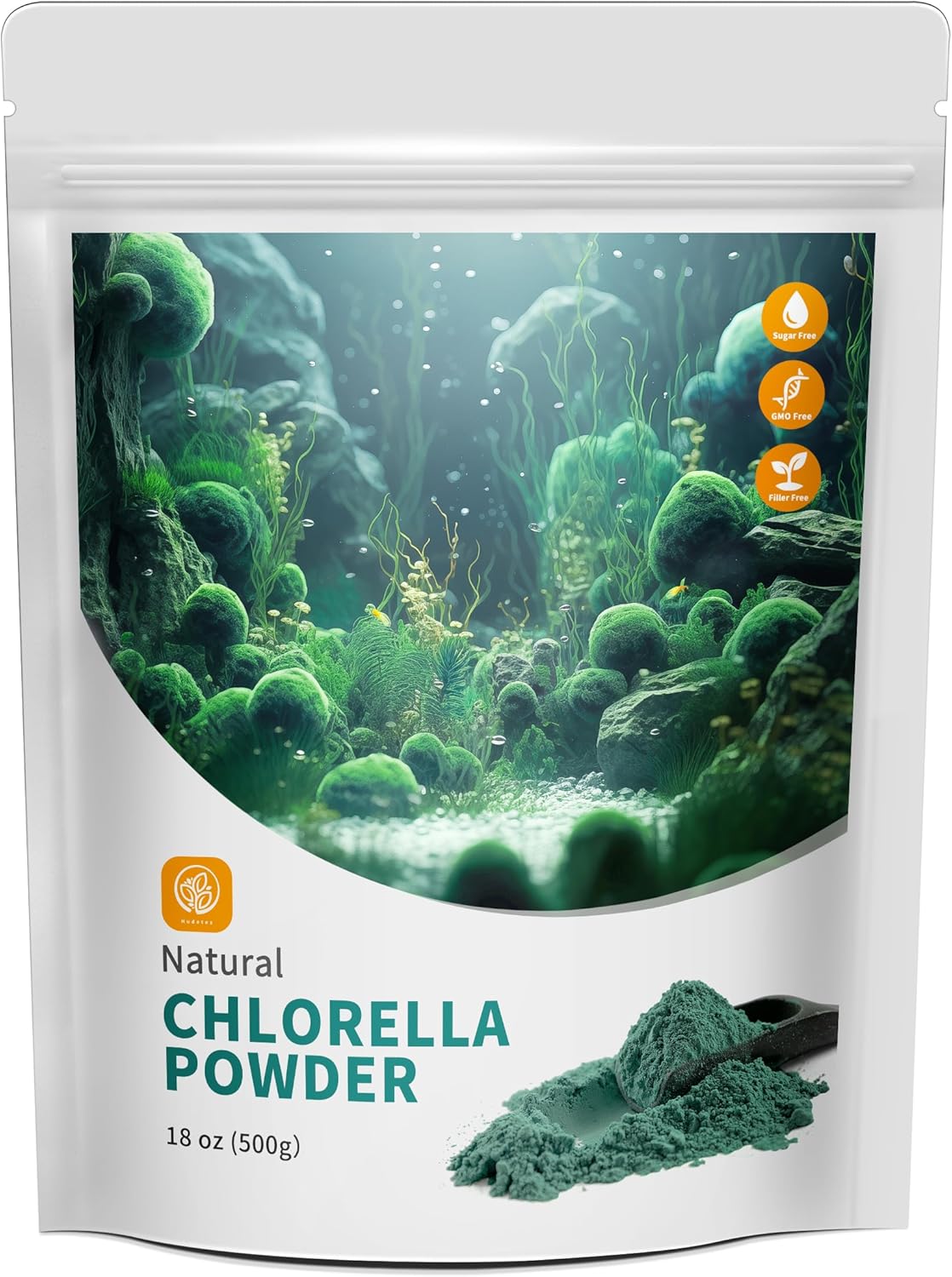 18 oz Hudetex Chlorella Powder: Natural Chlorophyll Powder, Supports Immune System & Liver, Vegan Protein & Vitamins, Anti-Aging.