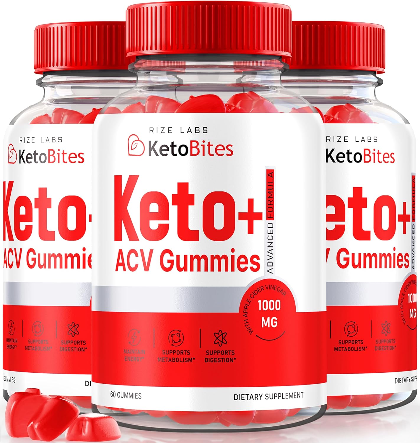 180 All Natural Apple Cider Vinegar Gummies for Advanced Slimming Formula by Rize Labs - Keto Bites Supplement
