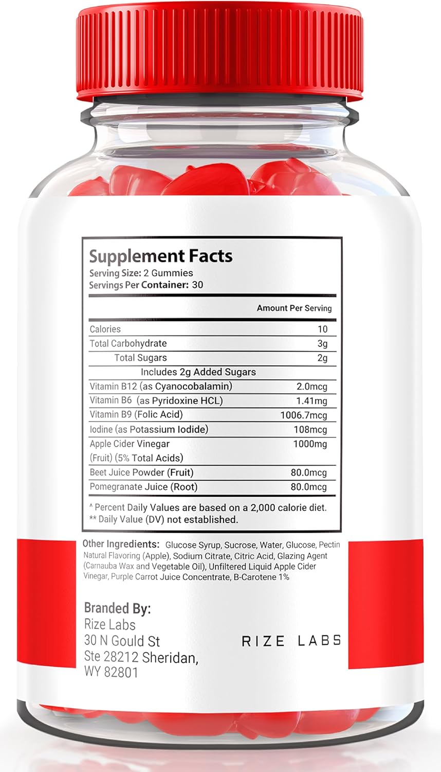 180 All Natural Apple Cider Vinegar Gummies for Advanced Slimming Formula by Rize Labs - Keto Bites Supplement