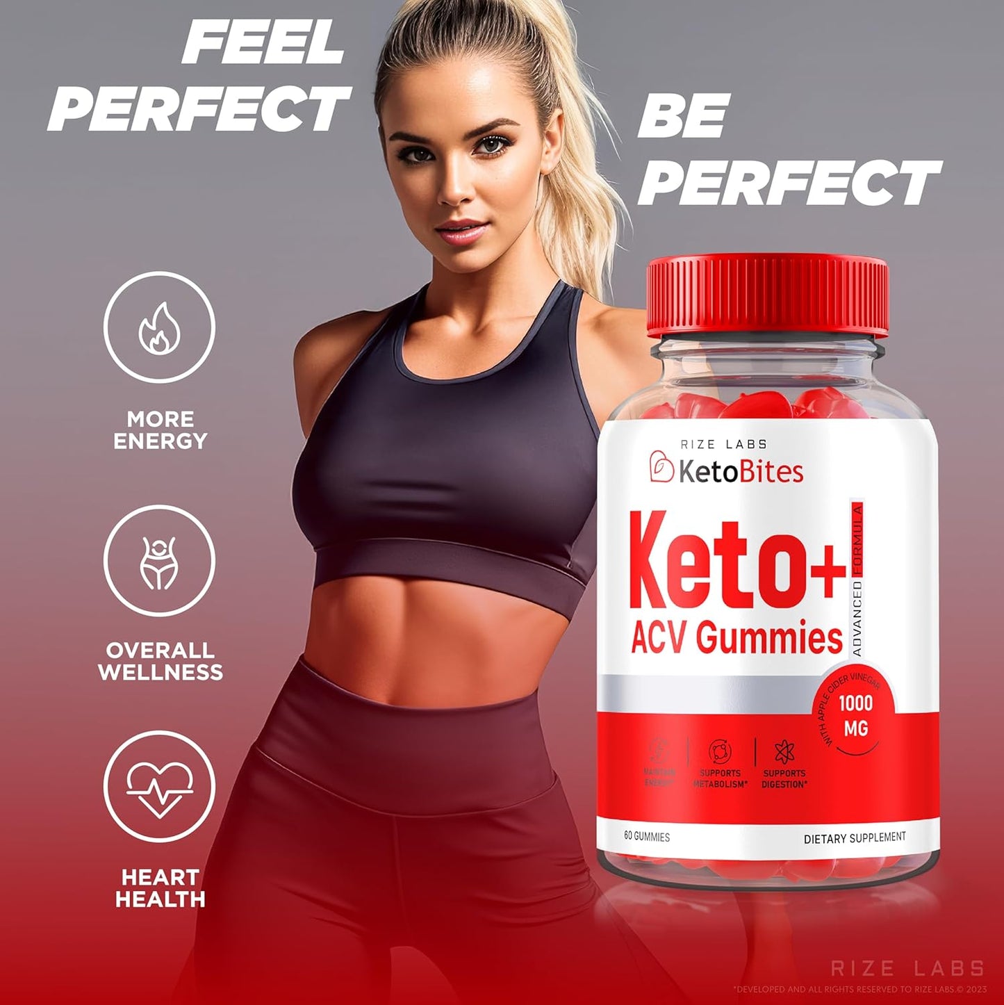 180 All Natural Apple Cider Vinegar Gummies for Advanced Slimming Formula by Rize Labs - Keto Bites Supplement