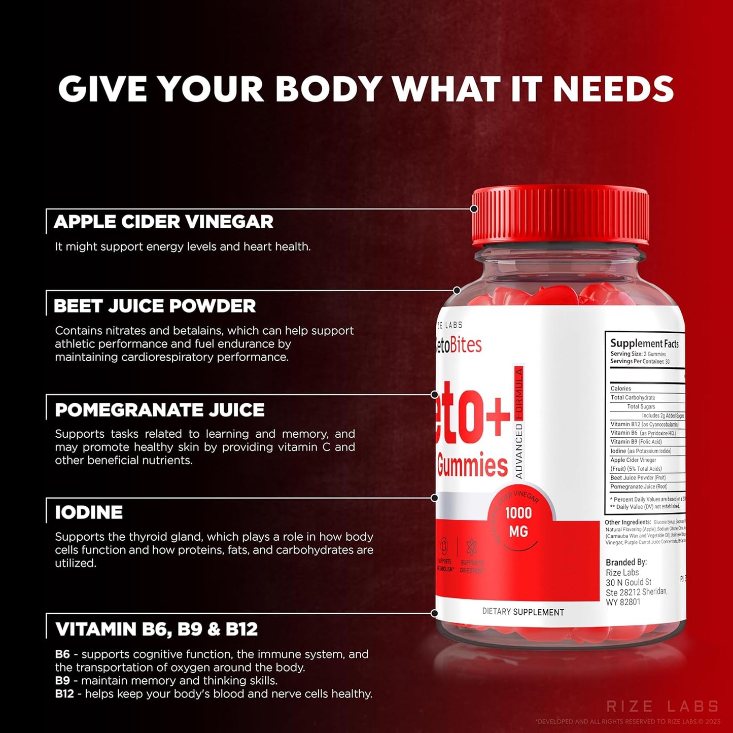 180 All Natural Apple Cider Vinegar Gummies for Advanced Slimming Formula by Rize Labs - Keto Bites Supplement
