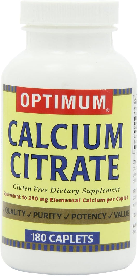 180 Caplets of Optimum Calcium Citrate Supplement for Bone Health and Support