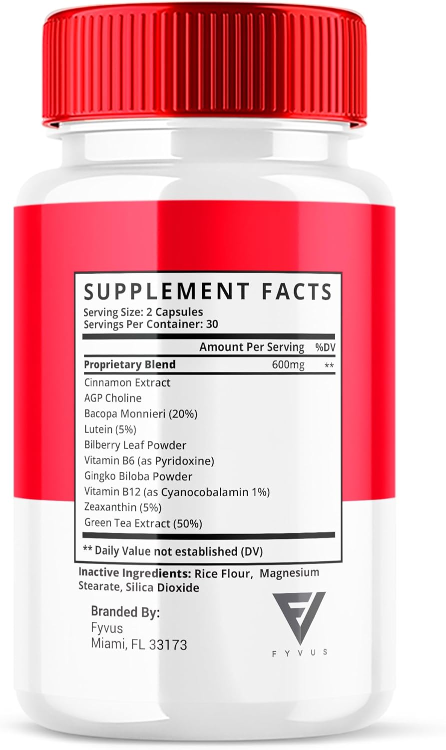180 Capsules Fyvus GlucoBio Health Support Capsules - Natural Vitamin Formula for Overall Wellness - Glycogen Supplement