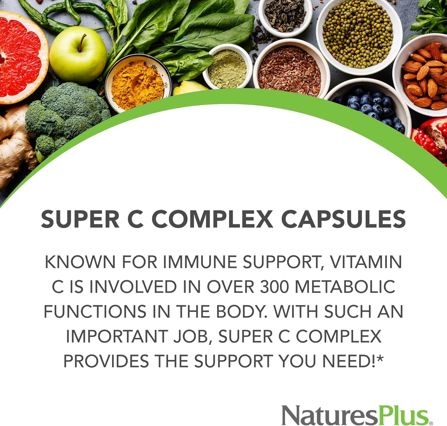 180 Capsules Natures Plus Super C Complex - High Potency Vitamin C Supplement