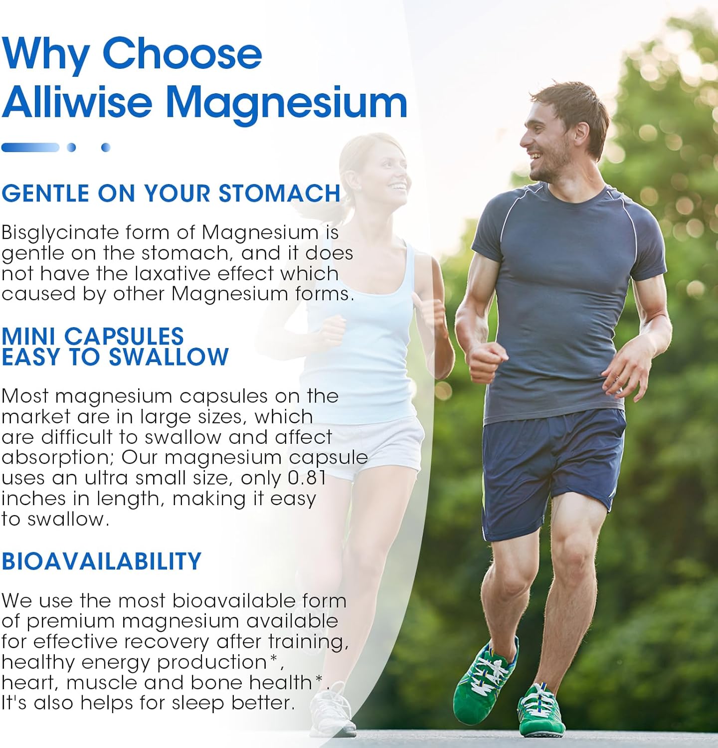 180 Capsules of Alliwise Magnesium Bisglycinate Chelate for Restful Sleep and Energy Support