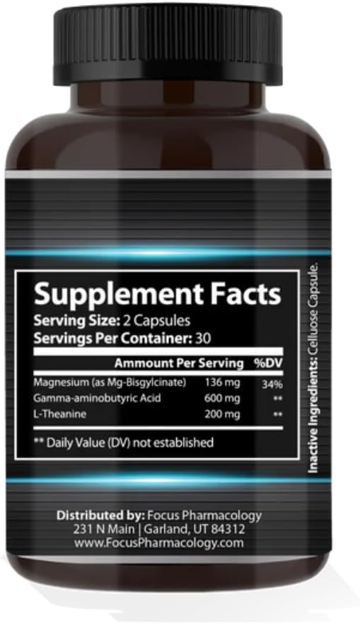 180 Capsules of Focus Pharmacology Relax - Natural Herbal Supplement for Stress Relief and Mental Clarity