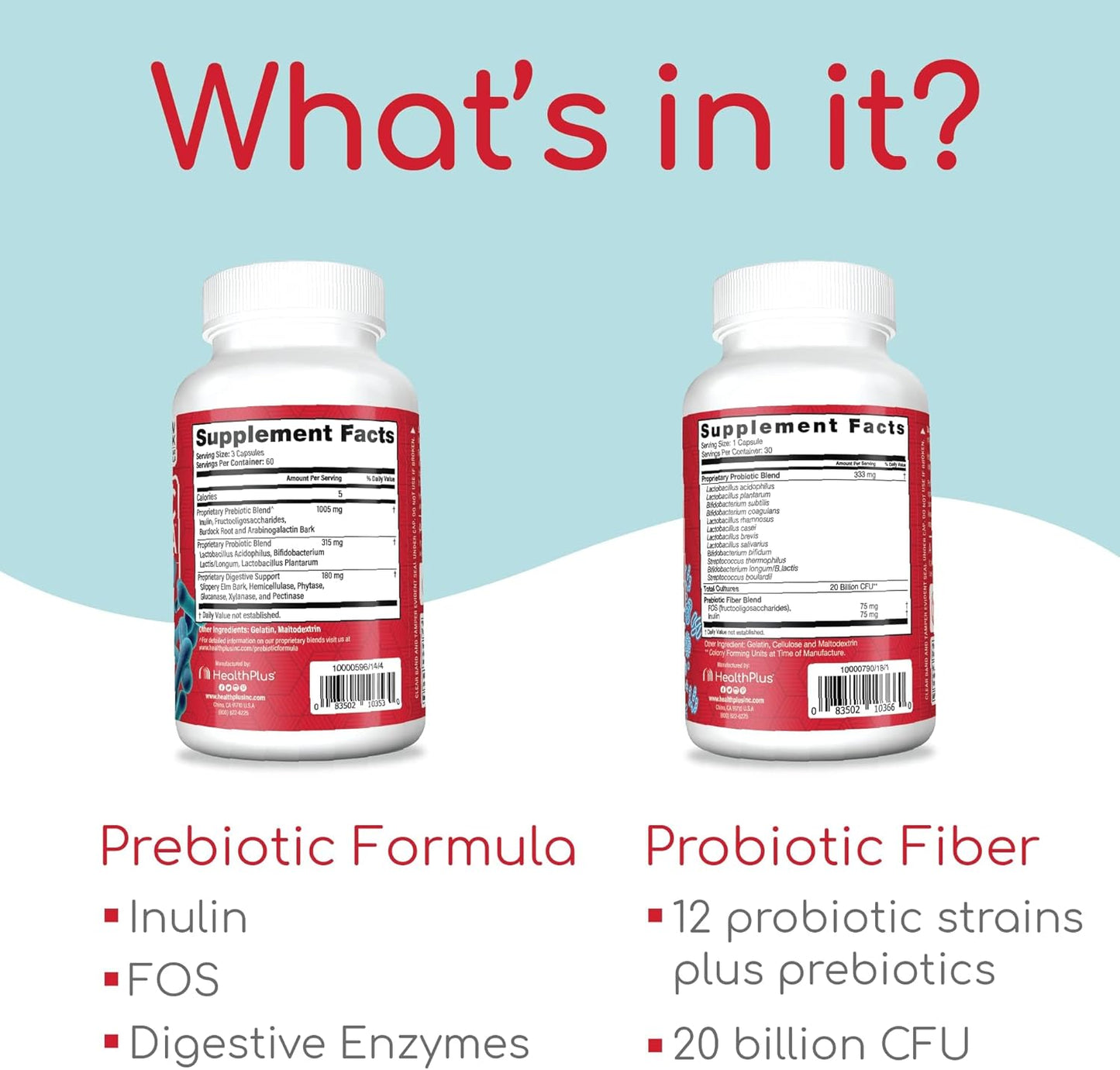 180 Capsules of Health Plus Prebiotic Formula & 30 Capsules of Probiotic Fiber Bundle (60 Servings)