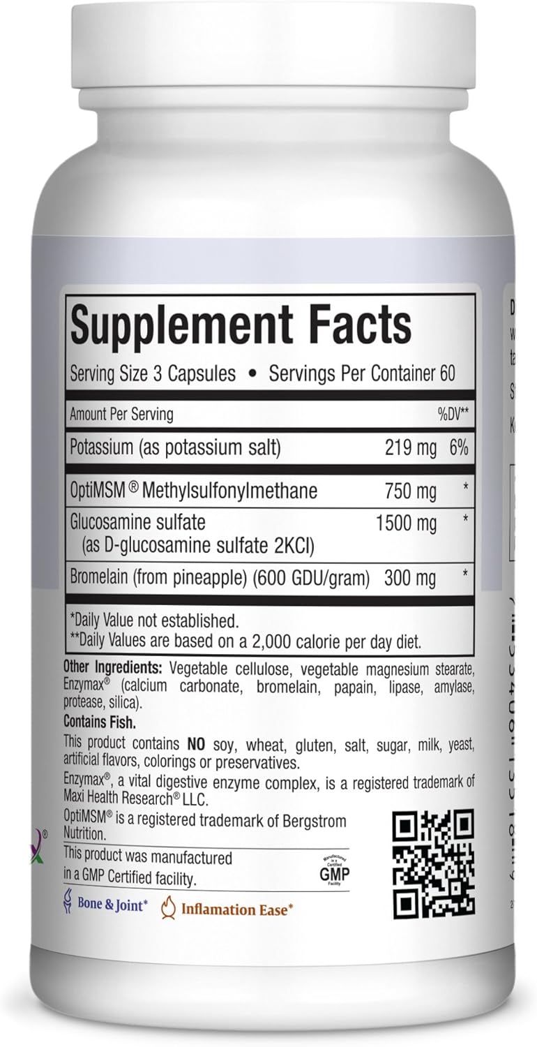 180 Capsules of Maxi Health Super Glucosamine Complex with MSM - Kosher Joint Formula
