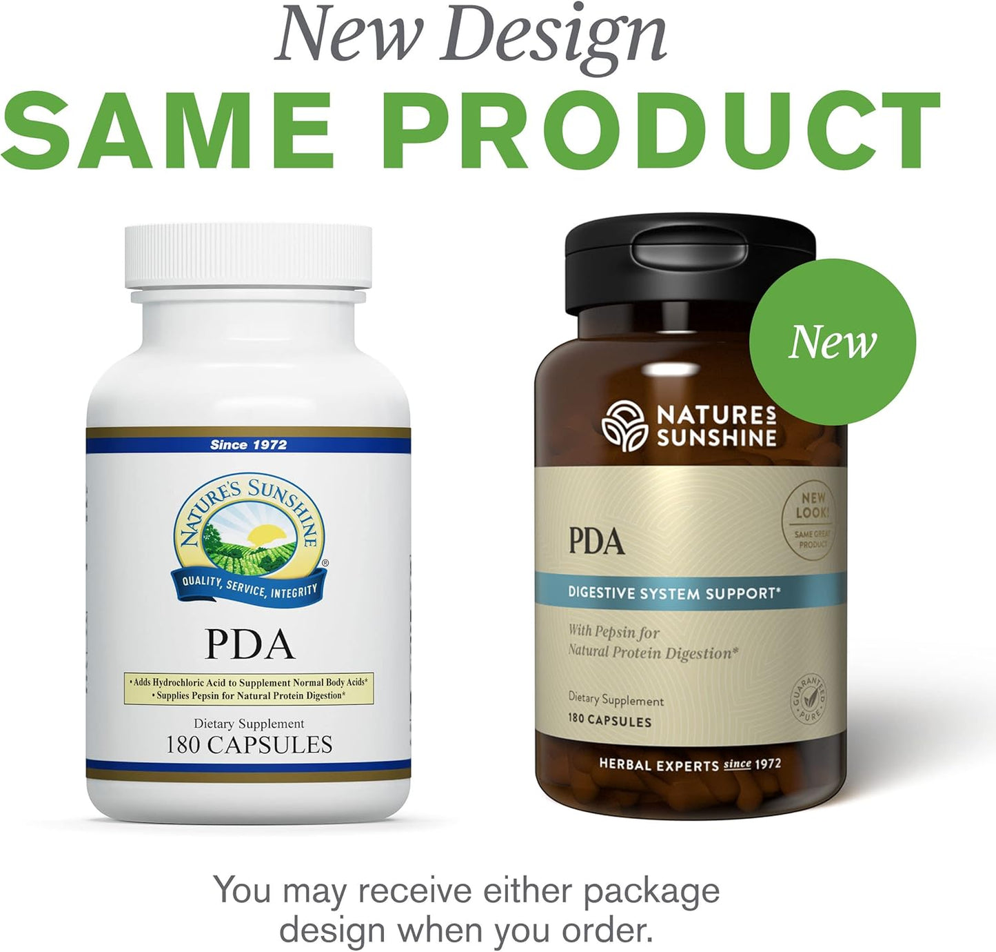 180 Capsules of Nature's Sunshine PDA Combination - Supports Protein Digestion in the Digestive Tract with Hydrochloric Acid and Pepsin