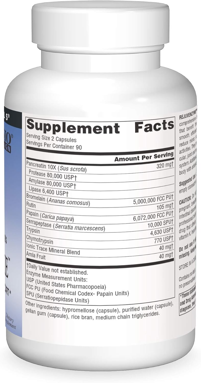 180 Capsules of Source Naturals RejuvenZyme for Heart, Joint, and Immune Support