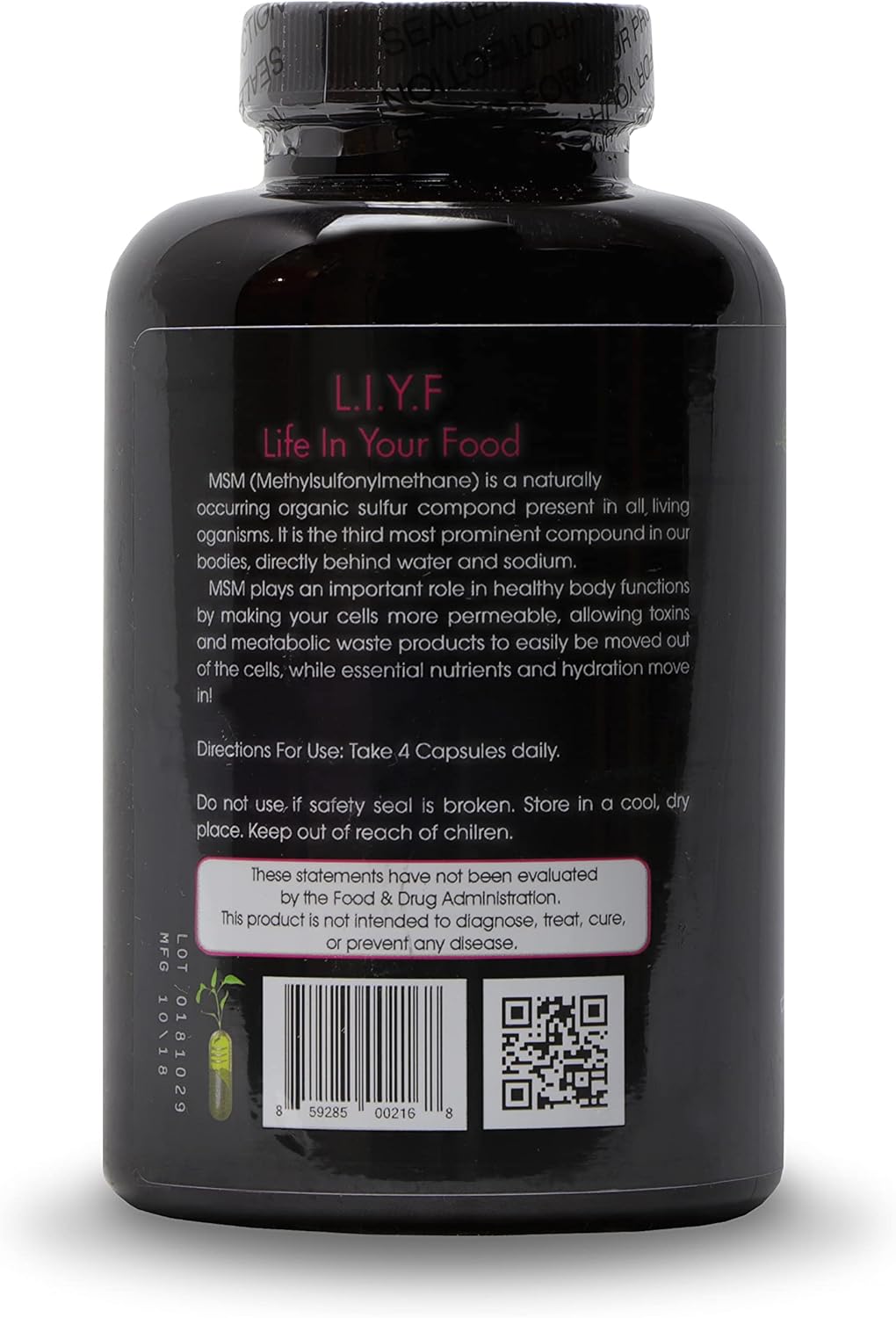 180 Capsules PuraDyme MSM with Cofactor Whole Food Blend