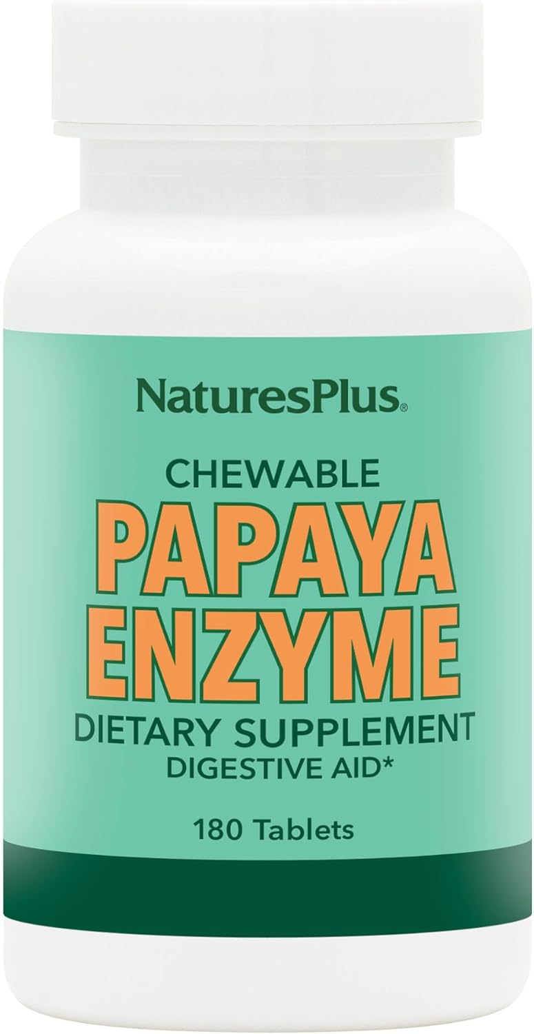 180 Chewable Papaya Enzyme Tablets - Natural Digestive Aid with Papain, Amylase, and Protease - 6 mg Papain per Tablet - 180 Servings