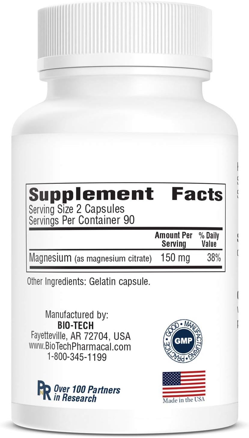 180 Count Bio-Tech Pharmacal Magnesium Citrate Supplement - High Quality Magnesium Tablets - BoostGo Australia