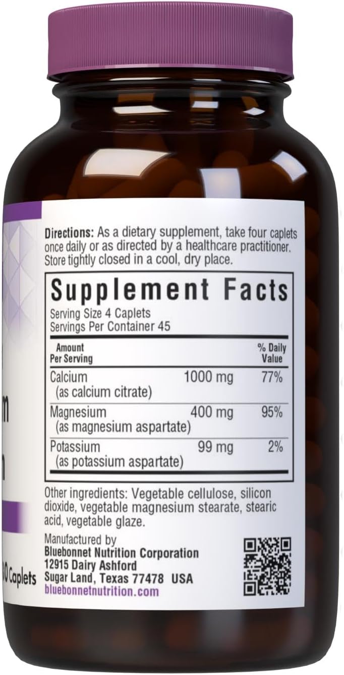180 Count BlueBonnet Off-White Caplets with Calcium, Magnesium, and Potassium