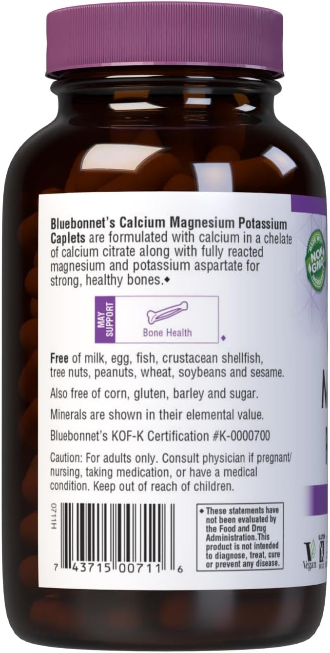 180 Count BlueBonnet Off-White Caplets with Calcium, Magnesium, and Potassium