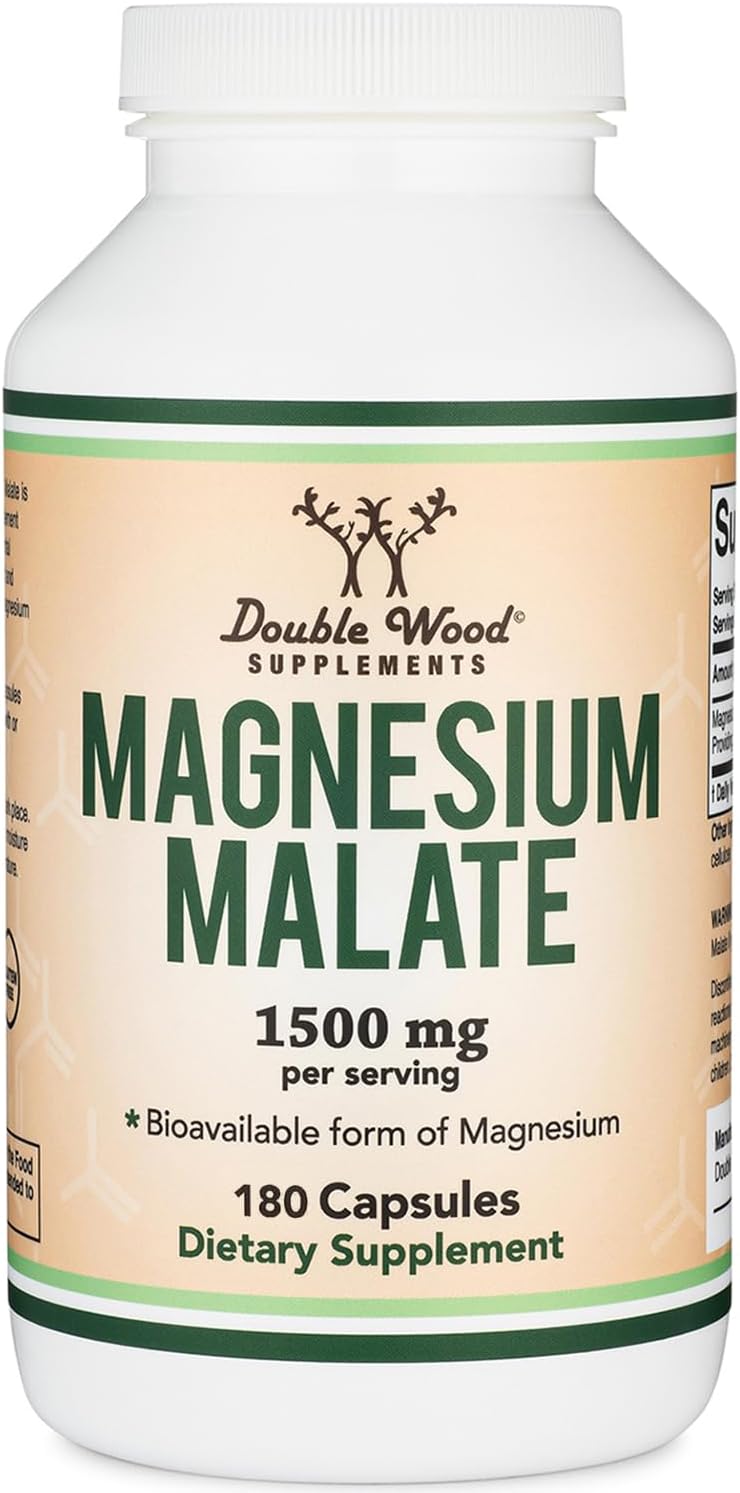 180 Count Magnesium Malate Capsules - 1,500mg Per Serving, Third Party Tested, Vegan & Gluten Free