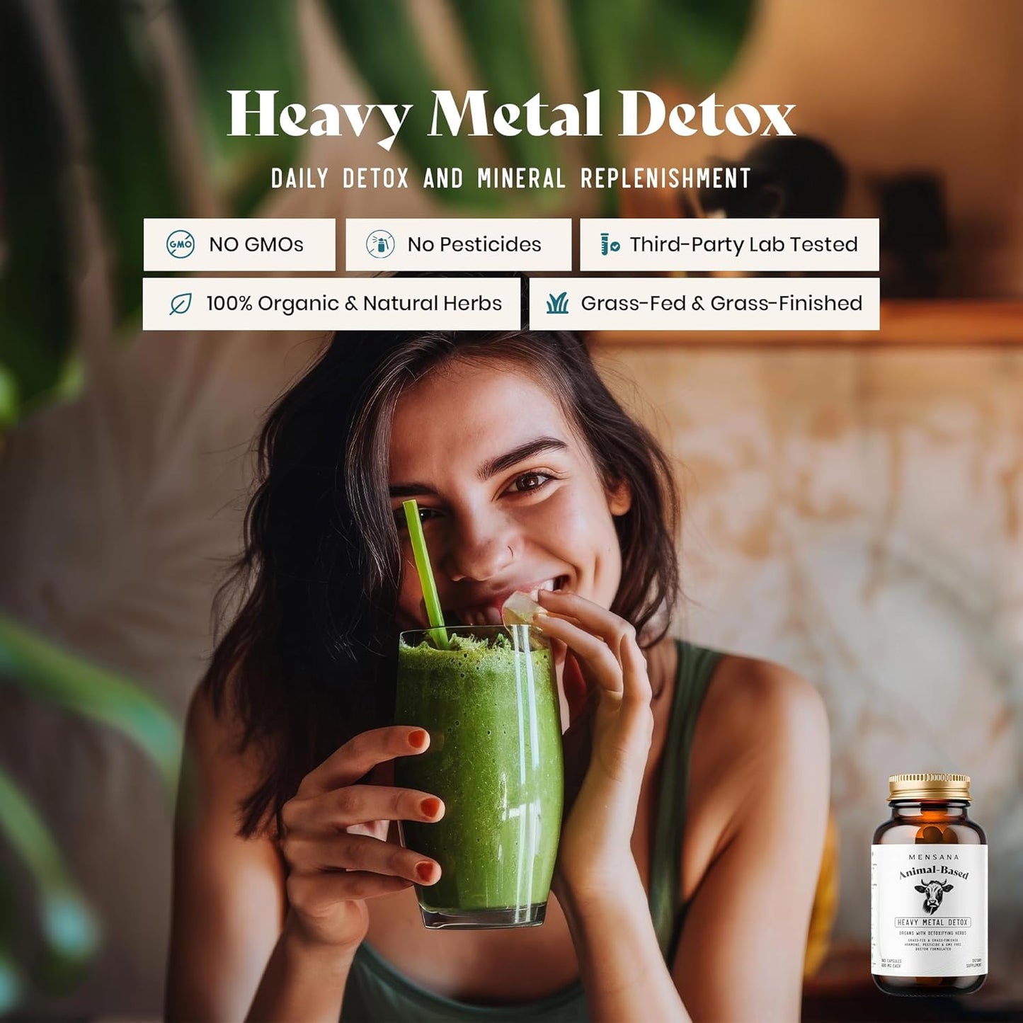180-Count MENSANA Heavy Metal Detox Capsules for Kidney & Liver Cleanse - 30 Servings