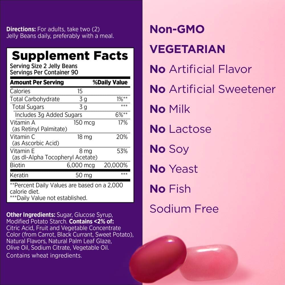 180 Count Nature's Bounty Optimal Solutions Advanced Hair, Skin & Nails Jelly Beans - Mixed Fruit Flavor with Biotin - BoostGo Australia