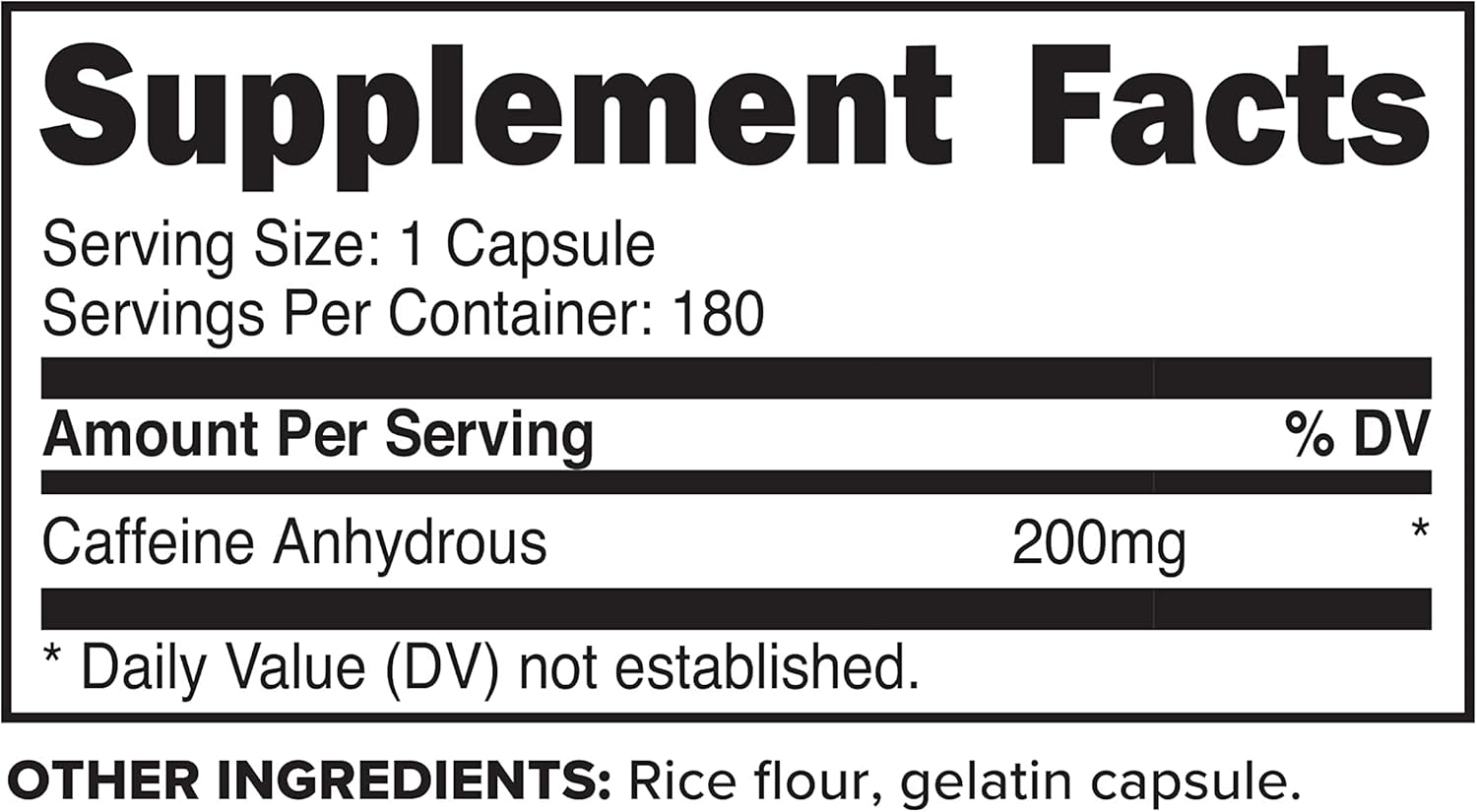 180 Count Primaforce Caffeine Pills - 200mg Energy Booster Supplement