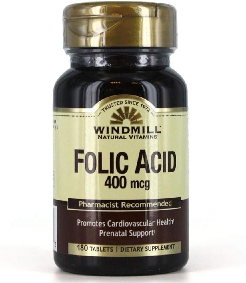 180 Count Windmill Folic Acid 400 Mcg Tablets for Daily Health Support