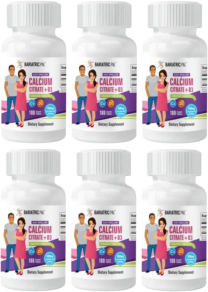 180-Day Supply BariatricPal Easy Swallow Calcium Citrate (600mg) with D3 Coated Tablets