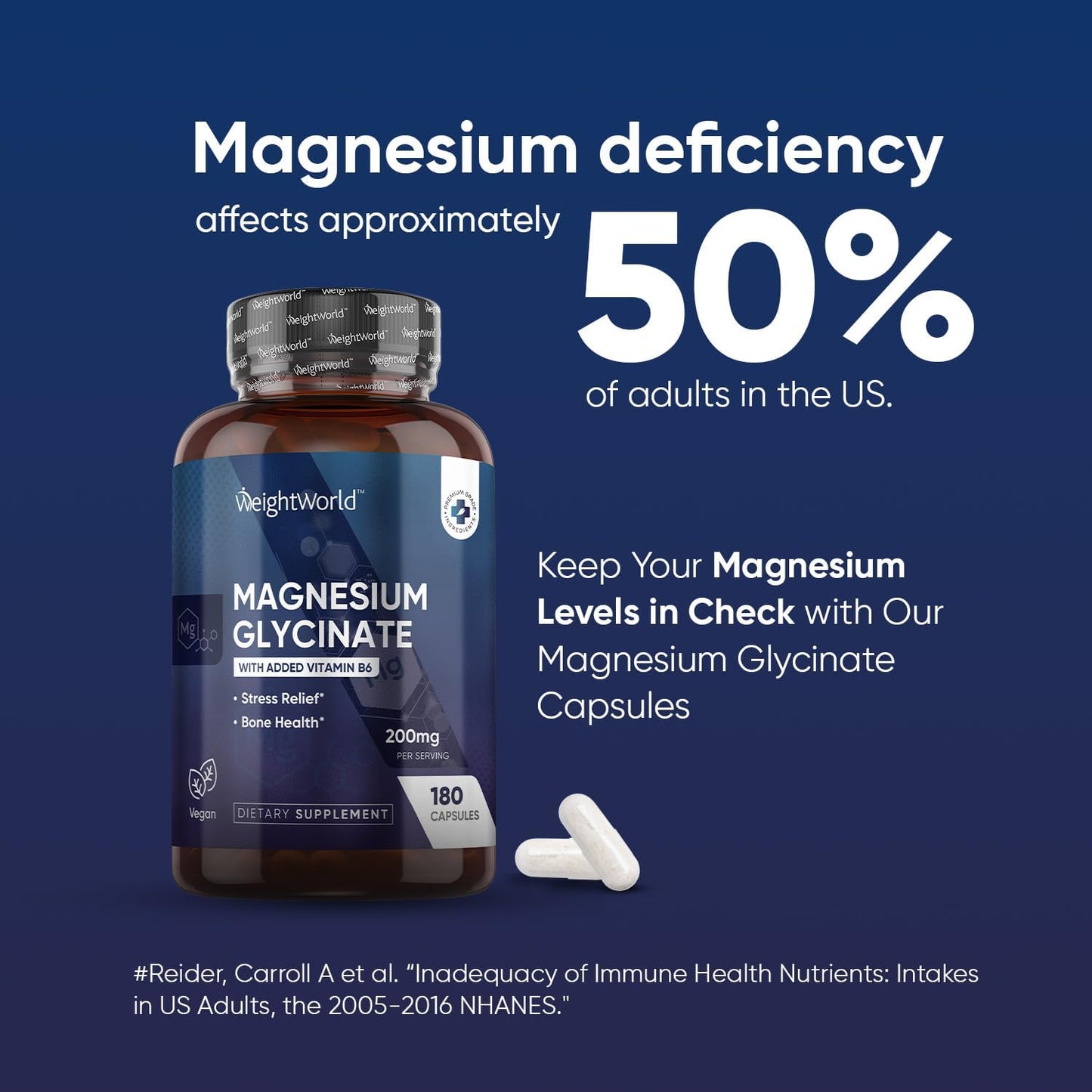 180 High Absorption Magnesium Glycinate Capsules with Vitamin B6 - Vegan & Gluten-Free Supplement