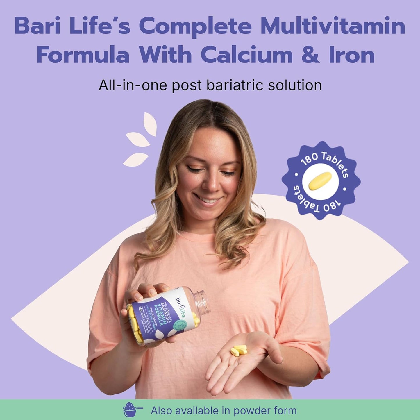 180 Non-Chewable Bariatric Multivitamin Tablets with Calcium Citrate and Iron - Bari Life Complete